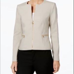 Calvin Klein Tan Peplum Blazer with gold hardware